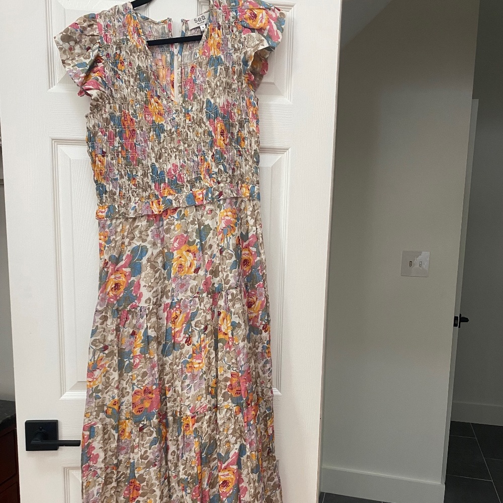 Sea New York Ines Smocked Floral Dress Size 8 NWT